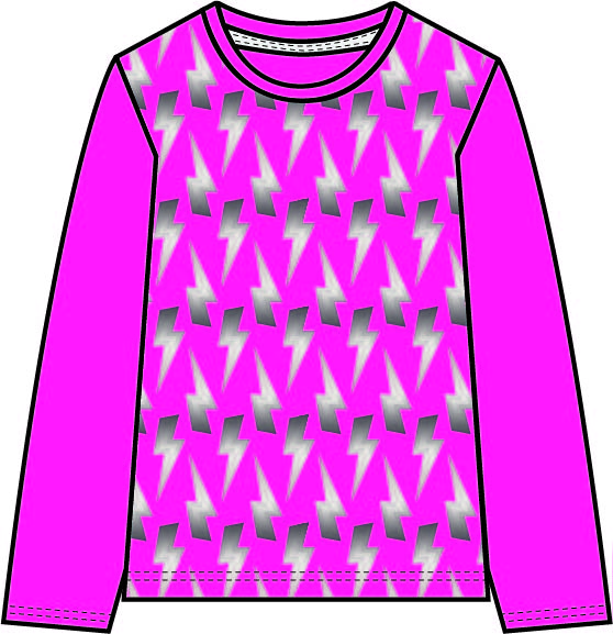camisola longsleeve padrão raios fucsia frente