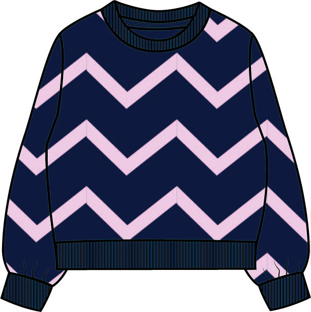 sweatshirt zig zag rosa claro frente