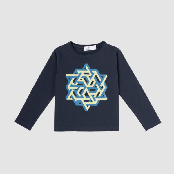 Long-Sleeve T-Shirt Geometric — Navy Blue