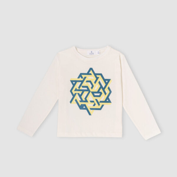 Long-Sleeve T-Shirt Geometric — White