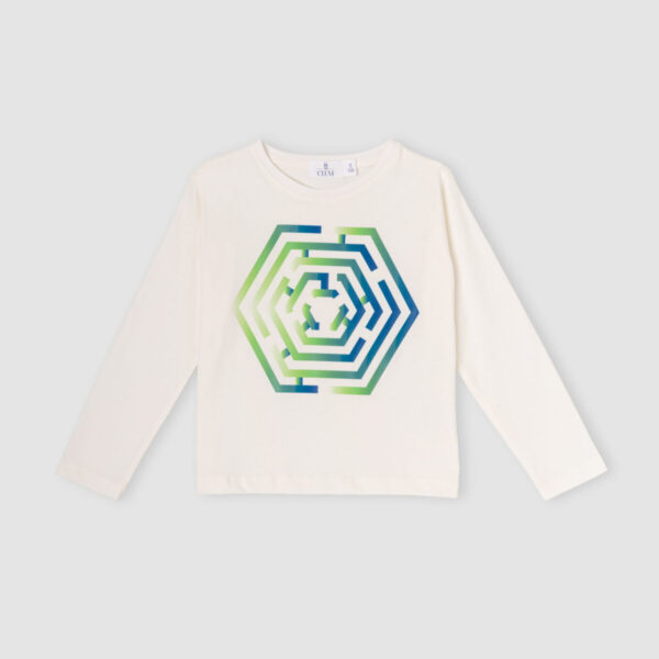 Long-Sleeve T-Shirt Maze — White